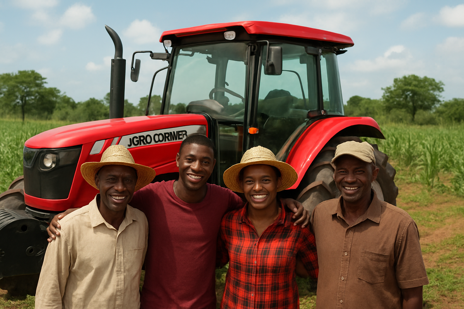Farmers with Agrocorner tractors